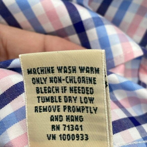 L.L. Bean 3/4 Sleeve Pink/Blue Button Up Shirt Women's Size Petite S - Picture 7 of 8